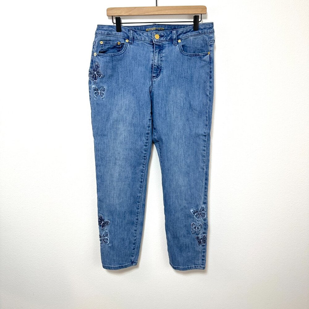 MICHAEL Michael Kors Embroidered Butterfly Straight Leg Jeans Size 10 - Picture 5 of 11